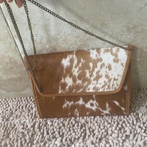 Vegan calf-hair envelope-style clutch